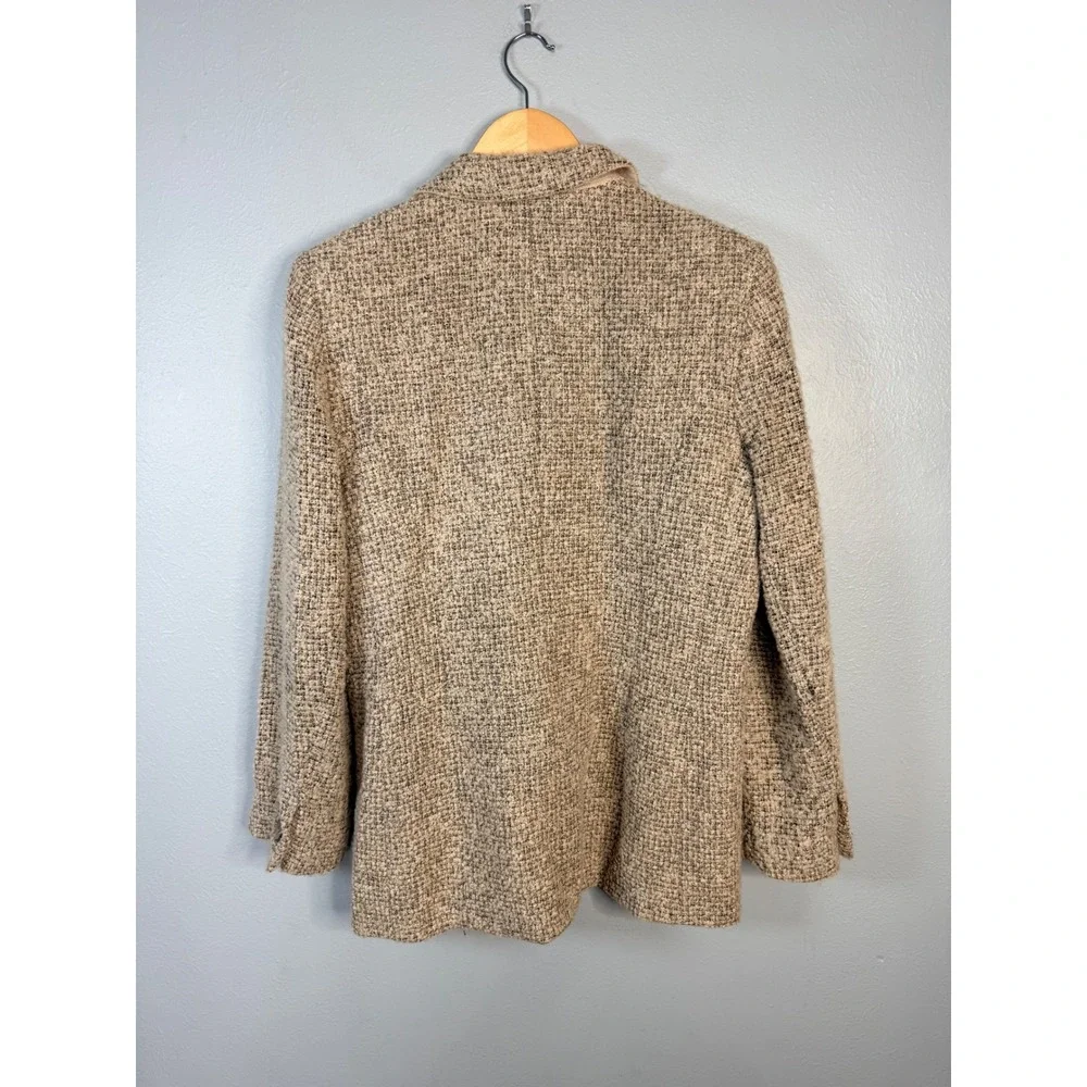 Austin Reed Womens Tan‎ Wool Mohair Blend Tweed Blazer Jacket Size 10